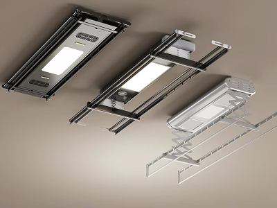 Modern Overhead Clothes Drying Rack With LED Lights And Sturdy Metal Construction For Home Use 3d model