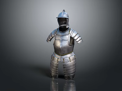 Historical Medieval Metal Armor With Helmet Chest Plate And Leg Protection 3d model