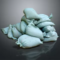 Light Green Sports Equipment Bags Stacked Together on Gray Background with Reflection