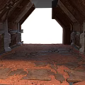 Ancient Architecture Interior With Wooden Structure Damaged Floor And Archway
