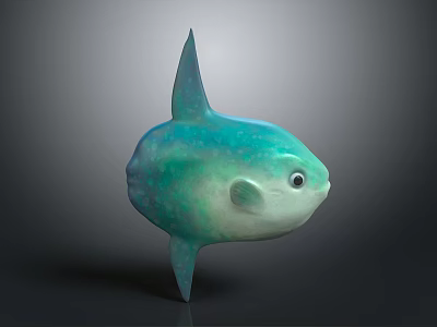 3D Designed Turquoise Fish Character With Plump Body Large Eyes And Shiny Fins 3d model