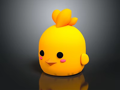 Cute Yellow Chick 3D Character Model With Smooth Surface And Reflection 3d model