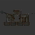 Industrial Mechanical Device With Vintage Metal Structure Pipes And Control Panels