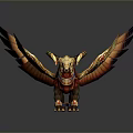 Mythical Fantasy Creature 3D Model With Golden Wings Red Feathers And Sharp Claws 3d model