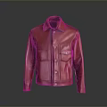 Red Leather Jacket With Classic Style And Functional Pockets And Buttons 3d model