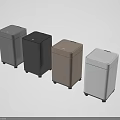 Modern Square Trash Cans in Multiple Colors with Lids and Sleek Design 3d model