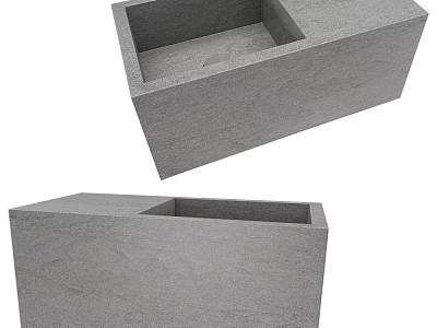 Minimalist Grey Stone Bathroom Washbasin With Sleek Rectangular Shape And Smooth Finish 3d model