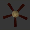 Decorative Electric Ceiling Fan with Wooden Blades and Golden Center