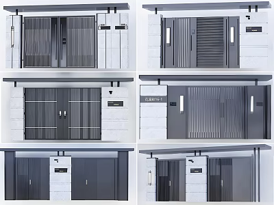 Modern Entry Gate Design With Metal Panels Glass Slats And Building Facade Signage 3d model