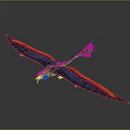 Mythical Flying Dragon Character With Red And Blue Wings And Spiked Tail In Flight