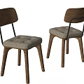 Modern Wooden Dining Chairs With Upholstered Seats Curved Legs And Metal Accents