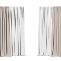 Elegant Brown And White Thick Sheer Curtains For Home Window Decor 3d model