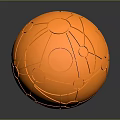 Orange Decorative Sphere with Grid Like Lines Circular Patterns and Glowing Interior Transparent Surface