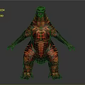 Red Monster Creature With Intricate Texture Scales And Sharp Claws In Standing Pose
