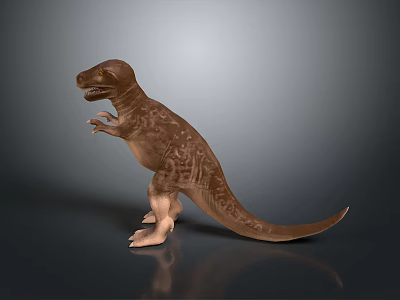 Realistic Brown Dinosaur Model in Standing Pose with Detailed Texture 3D Rendered on Gray Background 3d model