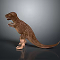 Realistic Brown Dinosaur Model in Standing Pose with Detailed Texture 3D Rendered on Gray Background
