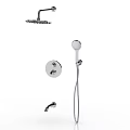 Modern Chrome Shower System With Overhead Handheld Showerhead And Control Valve 3d model