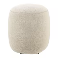 Two Fluffy Plush Ottoman Stools in Light Gray and Beige Modern Living Room Design