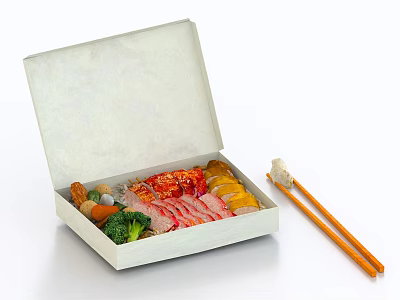 food meat fast food lunch box 3d model