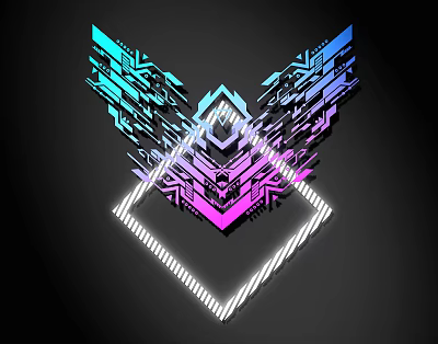 Futuristic Geometric Lines Design With Gradient Colors Glowing Wings And Diamond Shape On Black Background 3d model