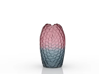 Gradient Pink To Blue Glass Vase With Textured Surface Design 3d model