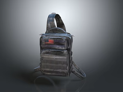 Tactical Durable Multi pocket Backpack With Adjustable Straps And American Flag Patch 3d model