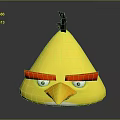 Yellow Angry Bird Character 3D Render With Red Eyebrows And Black Head Feather 3d model
