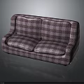 Stylish Two Seater Sofa With Plaid Pattern Fabric And Comfortable Cushions
