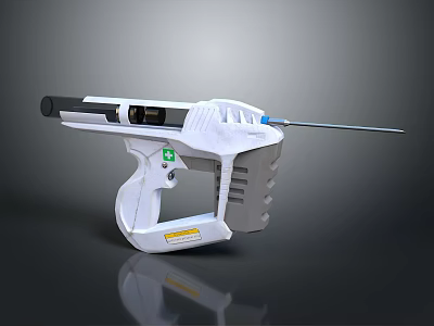White Medical Injection Device With Long Thin Needle Black Components And Handle Design 3d model