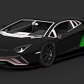 Black Sports Car With Green Door Accents And Sleek Luxury Design