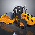 Yellow CAS Construction Road Roller With Large Drum And Black Cab 3d model