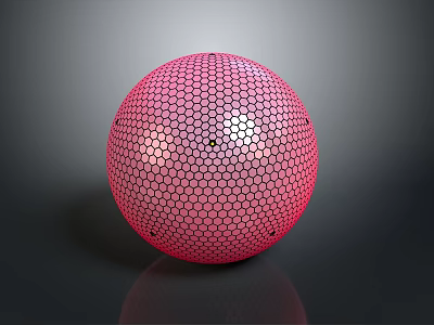 Pink Honeycomb Pattern Sphere Sculpture With Intricate Geometric Design And Glossy Surface 3d model