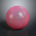 Pink Honeycomb Pattern Sphere Sculpture With Intricate Geometric Design And Glossy Surface