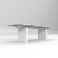 Modern Glass Coffee Table With Marble Base And Metal Support Structure 3d model