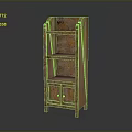 Vintage Rustic Orange Bookcase With Multiple Shelves And Worn Texture Cabinet