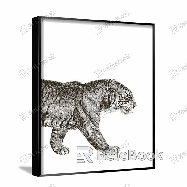 Modern animal painting gray children's room animal tiger decorative painting model