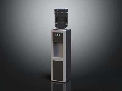 Modern Standing Water Dispenser Silver Black Design With Top Water Bottle For Home Use 3d model