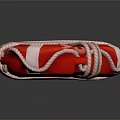 Red Lifebuoy With White Stripes And Cross Tied Ropes For Home Safety Supplies