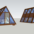 Triangular Roof Wooden Houses With Large Glass Windows And Dual Modern Design