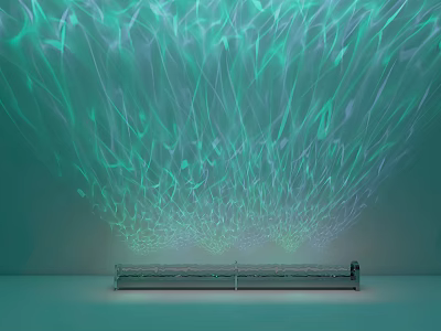 Long Strip Decorative Light Projecting Green Blue Flowing Light on Light Colored Wall and Floor 3d model