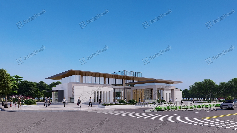 Modern style office building, clubhouse demonstration area, sales office, industrial park complex building model