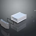White Finned Heat Sink With Gray Component And Black Ring On Dark Reflective Surface