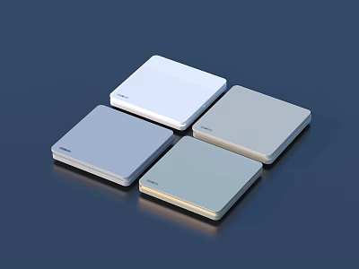 Modern Square Smart Switch Panels In Various Colors On Dark Background 3d model