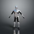 Silver And Black Humanoid Armor With Metallic Finish And Sci Fi Design