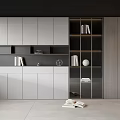 Modern Decorative Cabinet Interior Design With Glass Door And Bookshelf Storage