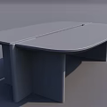 Modern Oval Conference Table With Smooth Gray Surface And Geometric Legs 3d model