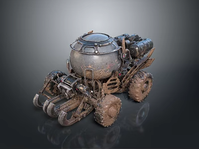 Futuristic Off Road Utility Vehicle With Robotic Arms Large Tires And Metallic Body 3d model
