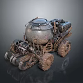 Futuristic Off Road Utility Vehicle With Robotic Arms Large Tires And Metallic Body