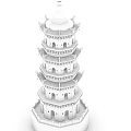 Traditional Multi Tiered Pagoda with Green Tiled Roofs White Walls and Stone Base