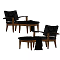 Modern Leisure Chair With Leather Upholstery Wooden Frame Ottoman And Throw Blanket